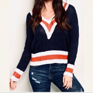 Blakely nautical v-neck cotton knit sweater